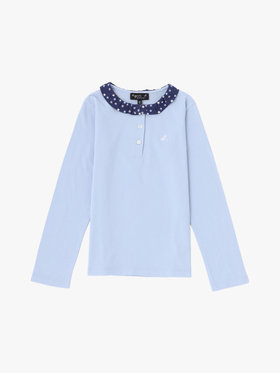 ENFANT ガールズ キッズ "b."ロゴ プリント コットン 長袖 Tシャツ ネイビー