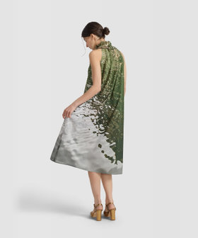 FEMME ウィメンズ フォトプリント コットン フリルカラー ワンピース "Canal" マルチ