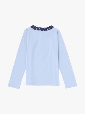 ENFANT ガールズ キッズ "b."ロゴ プリント コットン 長袖 Tシャツ ネイビー