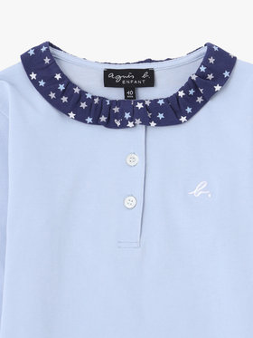 ENFANT ガールズ キッズ "b."ロゴ プリント コットン 長袖 Tシャツ ネイビー