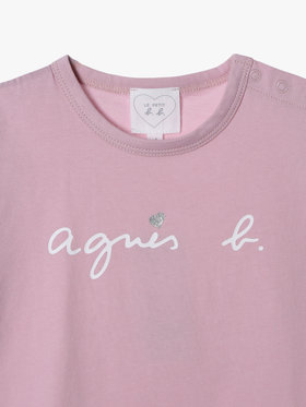 ENFANT ベビー ベビー ロゴ ハート プリント コットン 半袖 Tシャツ ピンク