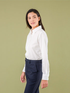 FEMME ウィメンズ コットン ポプリン 長袖 ブラウス "Jasmine" ホワイト