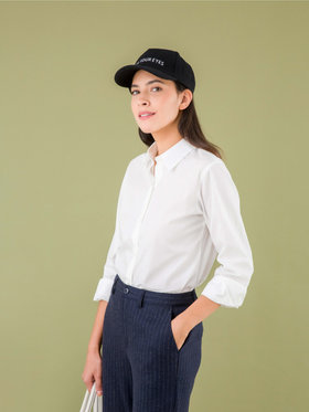 FEMME ウィメンズ コットン ポプリン 長袖 ブラウス "Jasmine" ホワイト