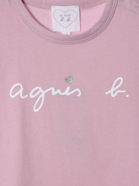 ENFANT ベビー ベビー ロゴ ハート プリント コットン 半袖 Tシャツ ピンク