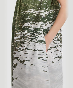 FEMME ウィメンズ フォトプリント コットン フリルカラー ワンピース "Canal" マルチ