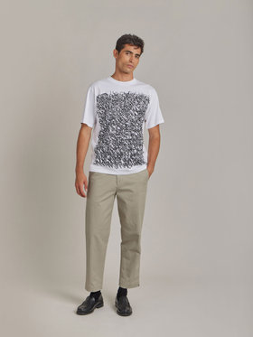 HOMME メンズ プリント コットン 半袖 アーティスト Tシャツ ”JonOne” ホワイト