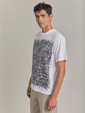 HOMME メンズ プリント コットン 半袖 アーティスト Tシャツ ”JonOne” ホワイト