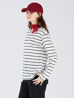 To b. by agnès b. 【Outlet】To b. by agnes b.× green label relaxing ロゴ ボーダー ロングスリーブTシャツ ホワイト