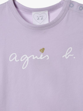 ENFANT ベビー ベビー ロゴ ハート プリント コットン 半袖 Tシャツ パープル系その他