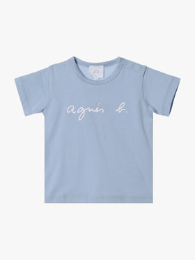 ENFANT ベビー ベビー ロゴ ハート プリント コットン 半袖 Tシャツ ブルー