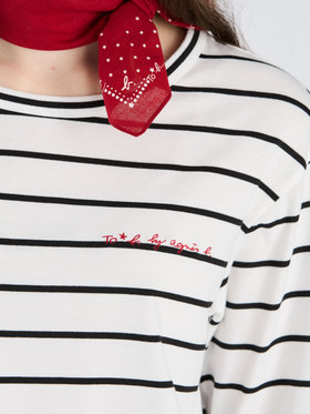 To b. by agnès b. 【Outlet】To b. by agnes b.× green label relaxing ロゴ ボーダー ロングスリーブTシャツ ホワイト