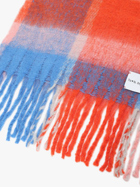 To b. by agnès b. ブロックチェック マフラー オレンジ