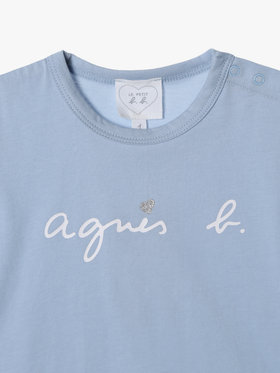 ENFANT ベビー ベビー ロゴ ハート プリント コットン 半袖 Tシャツ ブルー