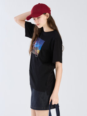 To b. by agnès b. 【Outlet】To b. by agnes b.× green label relaxing オーガニックコットン フォトプリント Tシャツ ブラック