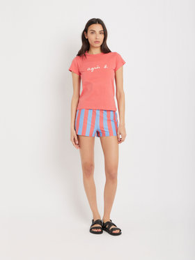 FEMME ウィメンズ ロゴプリント コットン 半袖 Tシャツ "Brando" ピンク