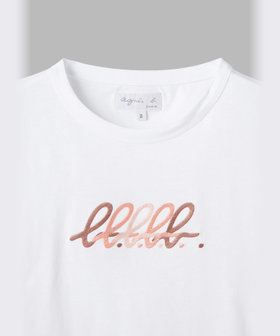 FEMME ウィメンズ "b."ロゴ 刺繍 コットン 半袖 Tシャツ "Brando" ホワイト
