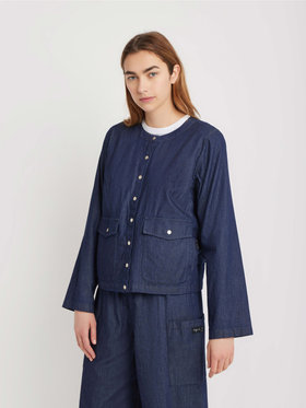 FEMME ウィメンズ デニム 長袖 シャツカーディガン ネイビー