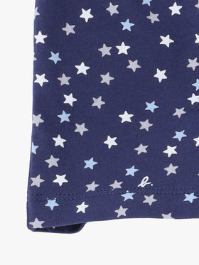 ENFANT ベビー ベビー "b."ロゴ プリント コットン 半袖 ドッキング コンビネゾン ネイビー