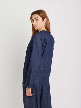 FEMME ウィメンズ デニム 長袖 シャツカーディガン ネイビー