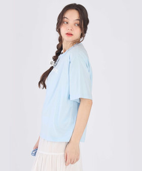 To b. by agnès b. ロゴ パフプリント コットン 半袖 Tシャツ ブルー