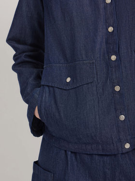 FEMME ウィメンズ デニム 長袖 シャツカーディガン ネイビー