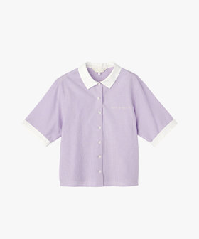 ロゴ プリント ストライプ ハーフスリーブ シャツ