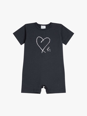 ENFANT ベビー ベビー  "b."ロゴ ハート プリント コットン 半袖 ロンパース " Lollie" グレー