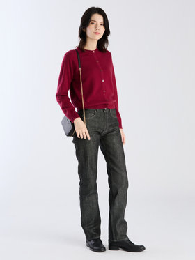 FEMME ウィメンズ カシミヤ ジャージー 長袖 ニット カーディガン "Scilly" レッド