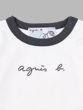 ENFANT ベビー ベビー ロゴ 刺繍 コットン 半袖 コンビネゾン ホワイト