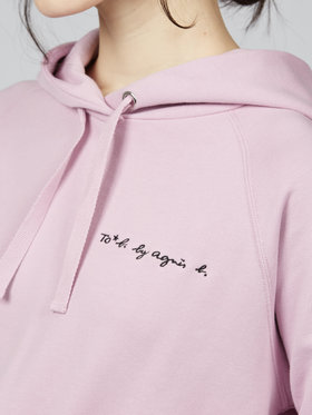 To b. by agnès b. ロゴ刺繍 コットン ニューマカロンカラー スウェットフーディー ピンク