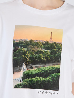To b. by agnès b. 【Outlet】To b. by agnes b.× green label relaxing オーガニックコットン フォトプリント Tシャツ ホワイト