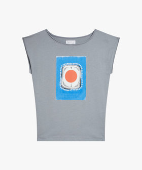 FEMME ウィメンズ オーガニックコットン 半袖 アーティストTシャツ "Lou Malta" ベージュ