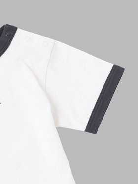 ENFANT ベビー ベビー ロゴ 刺繍 コットン 半袖 コンビネゾン ホワイト