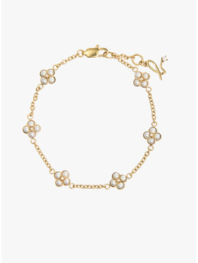 FEMME ウィメンズ フラワーチャーム パール ブレスレット "Double bloom" ゴールド