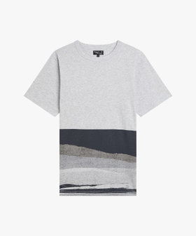 HOMME メンズ メンズ プリント オーガニックコットン 半袖 アーティストTシャツ "Aurore de la Marinerie" グレー