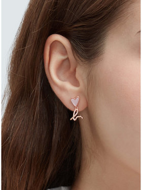 FEMME ウィメンズ ”b.” ロゴ ハート ドロップ ピアス ”b. Loved” ピンクベージュ