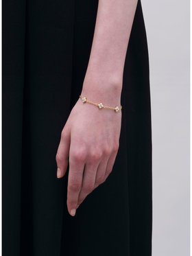 FEMME ウィメンズ フラワーチャーム パール ブレスレット "Double bloom" ゴールド