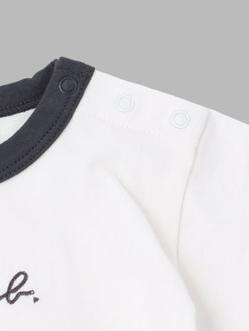 ENFANT ベビー ベビー ロゴ 刺繍 コットン 半袖 コンビネゾン ホワイト