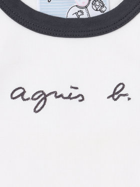 ENFANT ベビー ベビー ロゴ 刺繍 コットン 半袖 コンビネゾン ホワイト