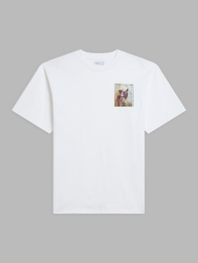 HOMME メンズ 【Outlet】メンズ オーガニックコットン プリント 半袖 Tシャツ ”Victor Hugo” ホワイト