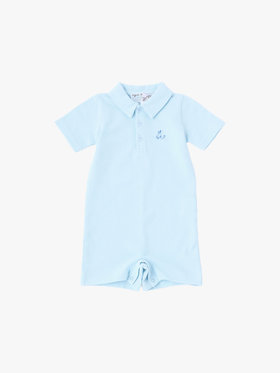 ENFANT ベビー ベビー "b." ロゴ 刺繍 コットン 半袖 ロンパース "Lezard" ブルー系その他