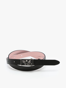 To b. by agnès b. ロゴバックル レザー ベルト ブラック
