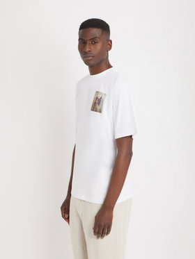 HOMME メンズ 【Outlet】メンズ オーガニックコットン プリント 半袖 Tシャツ ”Victor Hugo” ホワイト