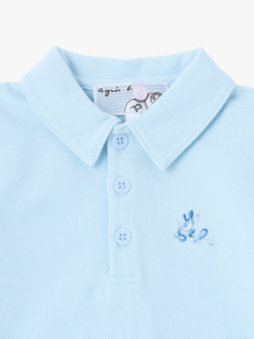 ENFANT ベビー ベビー "b." ロゴ 刺繍 コットン 半袖 ロンパース "Lezard" ブルー系その他