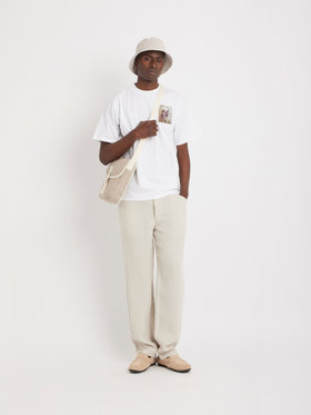 HOMME メンズ 【Outlet】メンズ オーガニックコットン プリント 半袖 Tシャツ ”Victor Hugo” ホワイト