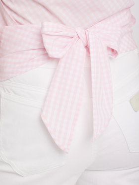 FEMME ウィメンズ 【Outlet】ギンガムチェック コットン 半袖 カシュクール トップス ピンク