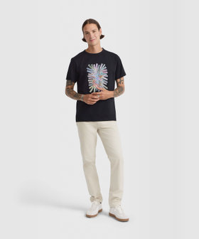 HOMME メンズ メンズ プリント コットン 半袖 アーティスト Tシャツ "Mel Bernstine" ブラック