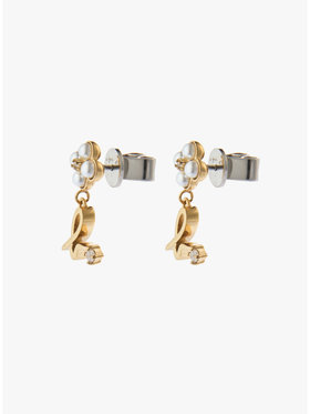 FEMME ウィメンズ b.ロゴ フラワーモチーフ パール ピアス "Double bloom" ゴールド