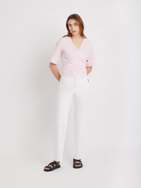 FEMME ウィメンズ 【Outlet】ギンガムチェック コットン 半袖 カシュクール トップス ピンク