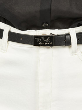 To b. by agnès b. ロゴバックル レザー ベルト ブラック